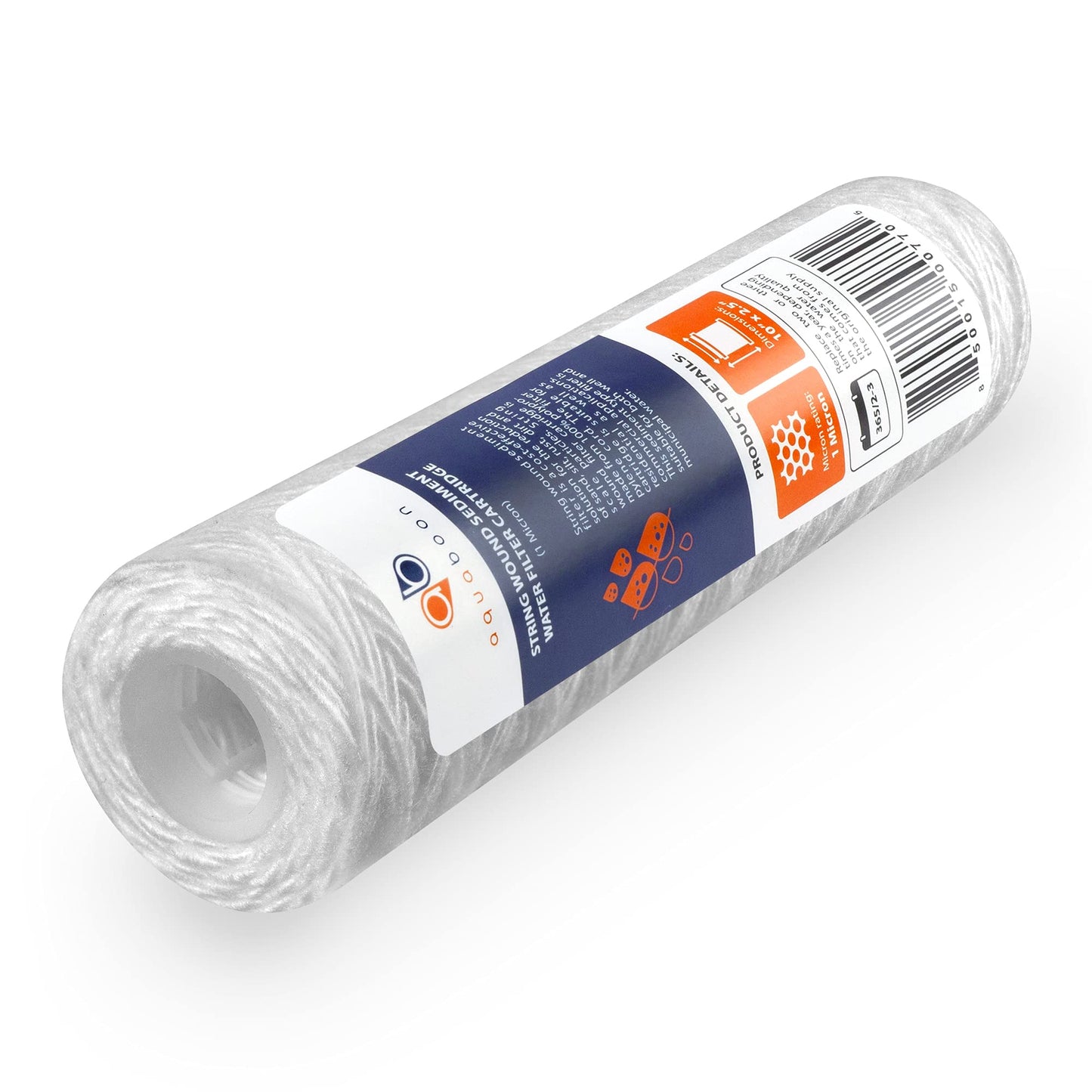 Aquaboon Whole House 1 Micron String Wound Water Filter 10 x 2.5 Cartridge for Well Water Filter Replacement Compatible with WHKF-WHSW, AP110, 50-Pack