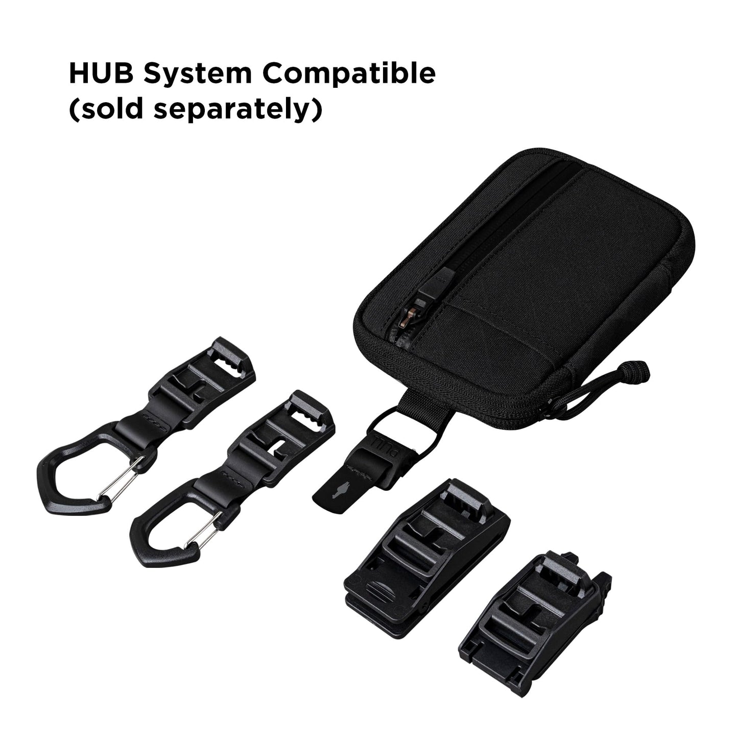 ALPAKA HUB Pouch Pro EDC Organizer - Small Tool Pouch for Electronics, Cables with YKK Zipper, Daily Use and Travel - Black Axogrid 300D Weatherproof UV Resistant Fabric
