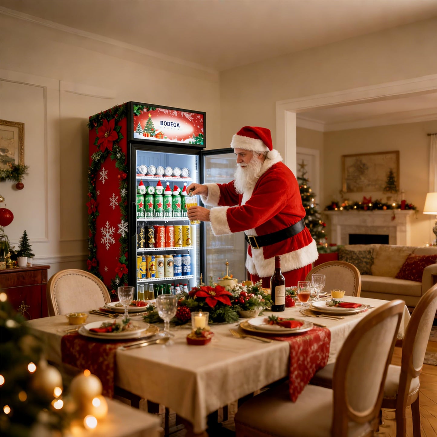 BODEGACOOLER 255L/270 Qt Commercial Beverage Refrigerator | Glass Door Merchandiser Fridge with LED Light, 32°F-50°F Temp, Energy-Saving & Magnetic Seal, 4 Adjustable Shelves for Bar/Office/Kitchen