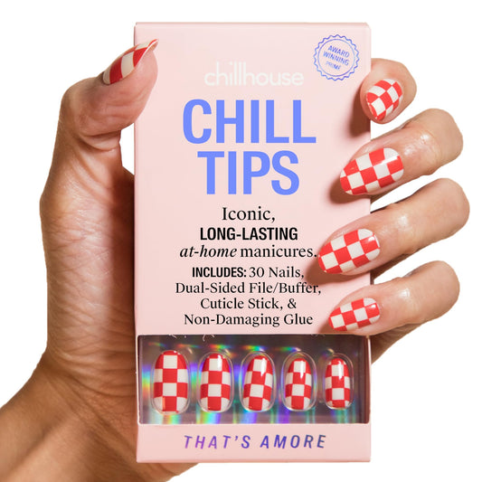 Chillhouse - Chill Tips, Press on Nails Kit - That's Amore (Oval) - 30 Nail Shapes & Sizes - Up to 2 Weeks of Wear - Customizable Fit - Reusable - Latina Founded & Women Owned - Beauty & Self Care
