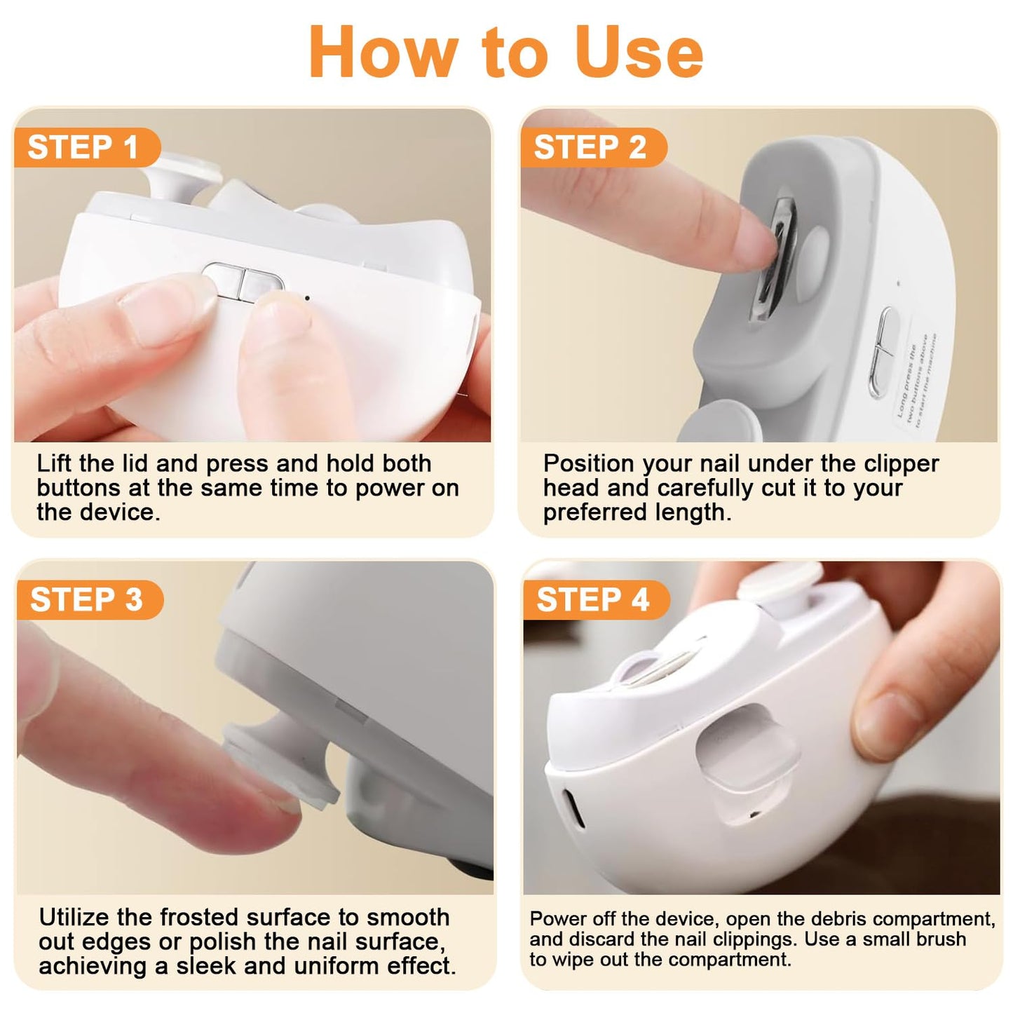 Electric Nail Clippers for Seniors,2026 New 3-in-1 Easyclip Smart Nail Clipper for Baby and Adults,Automatic Electric Nail Clipper with Polishing and Led Light,Suitable for Fingernail Toenails(White)