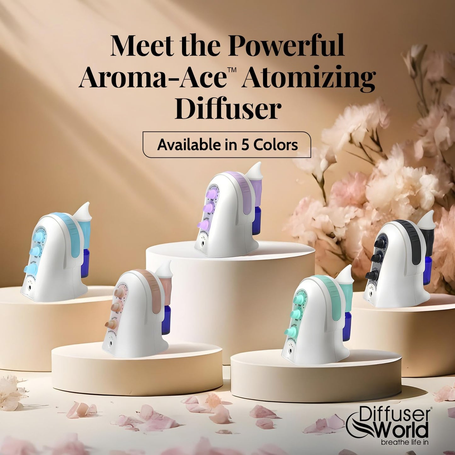 Diffuser World 1000 Sq Ft Waterless Diffuser for Essential Oils, Made in USA Black Waterless Aroma Atomizer for Home Large Room Fragrance, Home Scent Machine, Air Aromatherapy with Adjustable Timer