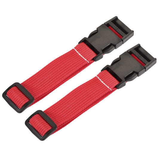 MECCANIXITY Utility Strap with Buckle 1x20 Inch Polyester Quick Release Adjustable Belt for Travel Outdoor Bag Luggage Packing (Red, Pack of 2)