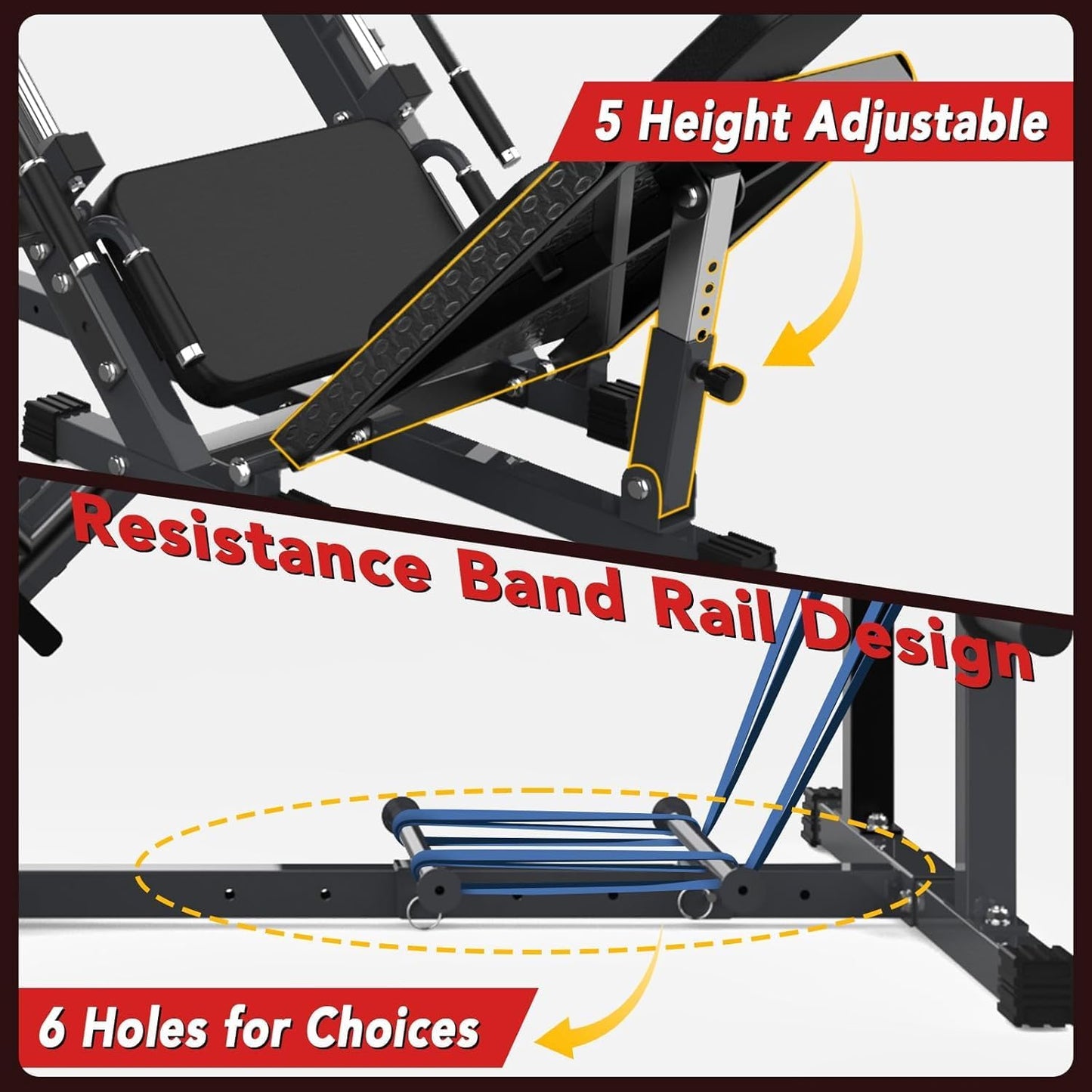 Leg Press Squat Machine Combo Professional for Home Gym Specialty for Full Lower Body Workout with Linear Bearing and Calf Block