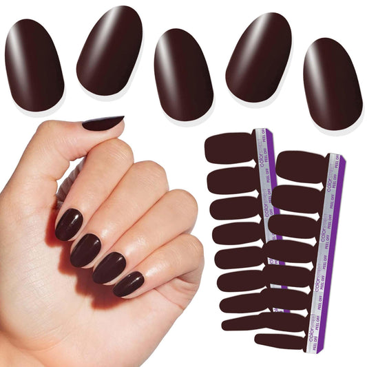Color Street Dark Roast Nail Strips - Deep Brown Crème Inspired by Coffee Lovers - Crème Finish - 16 Double-Ended Nail Polish Strips