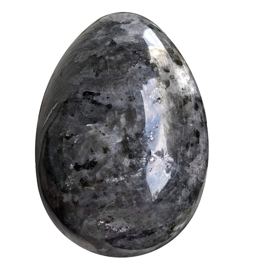 favoramulet Polished Stone Egg for Easter Day, Palm/Pocket/Worry Enegry Healing Crystal Display Sphere Figurine Fengshui, Black Labradorite 1.8" x 1.3"