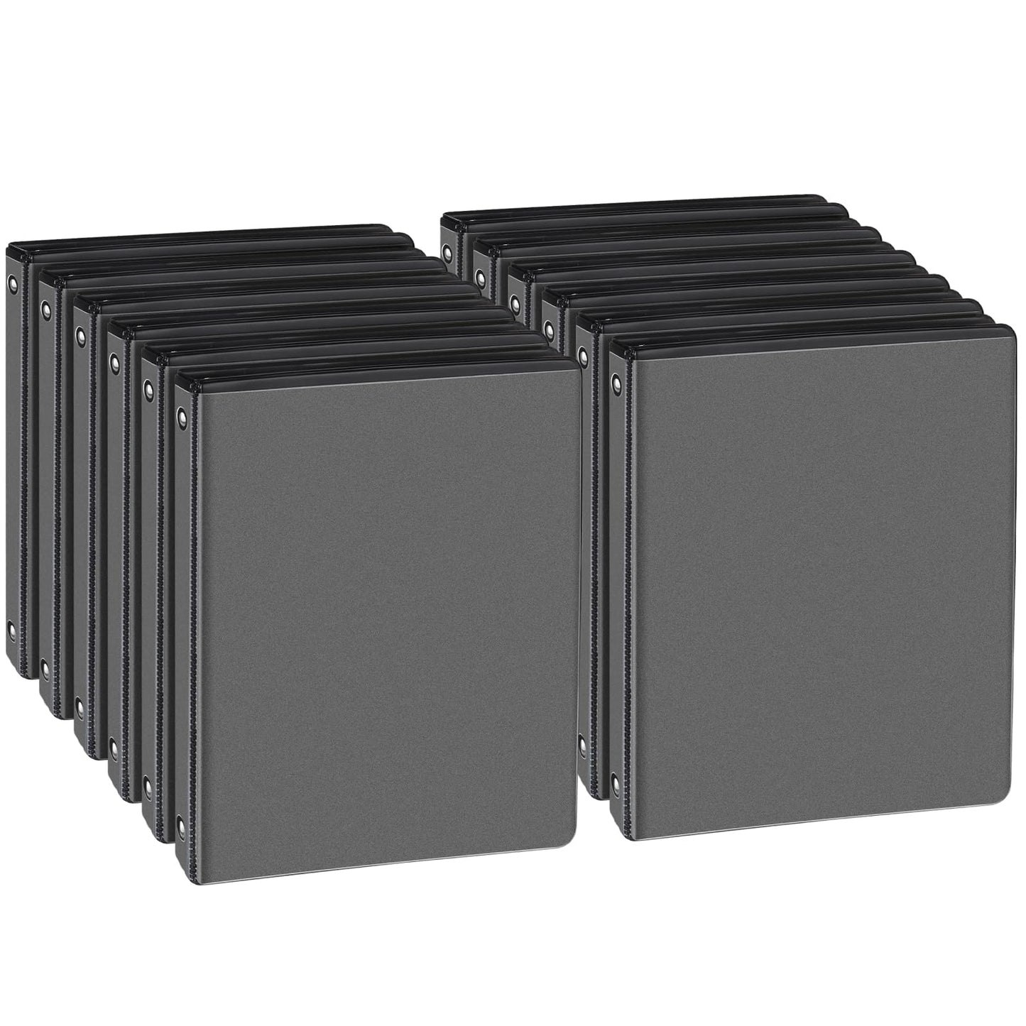 CIXILDTS 0.5-inch Round Ring Binder, Durable 1/2" 3 Ring Binder Fit Letter Size Paper, Presentation View Binders, Black,12-Pack