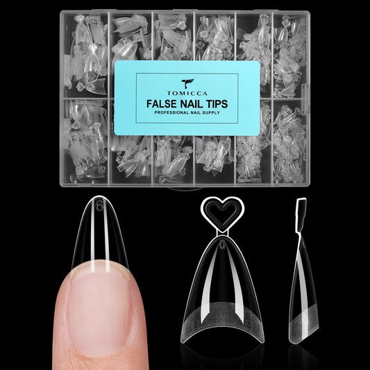 TOMICCA Medium Almond Nail Tips Half Cover 504Pcs
