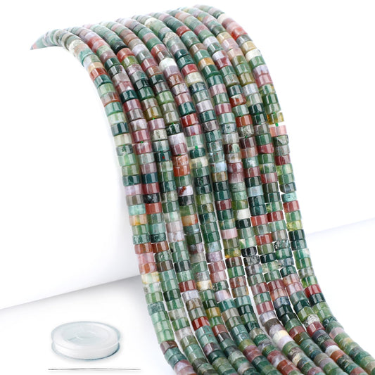 Natural Indian Agate Heishi Spacer Beads Loose Semi Precious Flat Round Gemstone Disc Shape Stone for Beading Jewelry Making 4x2mm 15.5"