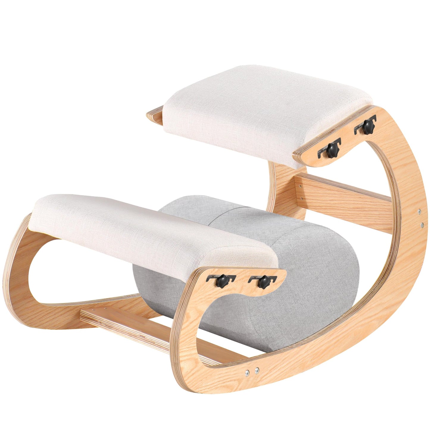 Adjustable Kneeling Chair, Wooden Ergonomic Chair Knee Chair Posture Chair - Improve Your Posture with an Angled Seat for Home,Office (Wood Color+ Pads)