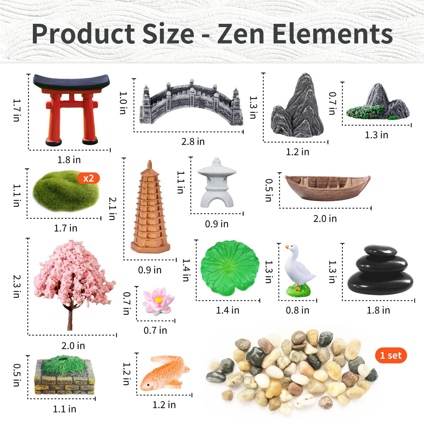 DEERSJUMP Mini Zen Garden Kit for Desk 11.8x7.8'' Japanese Sand Garden for Office and Home Decor with Sand Rock and Rake Tray Therapy Tool Gift Set for Room