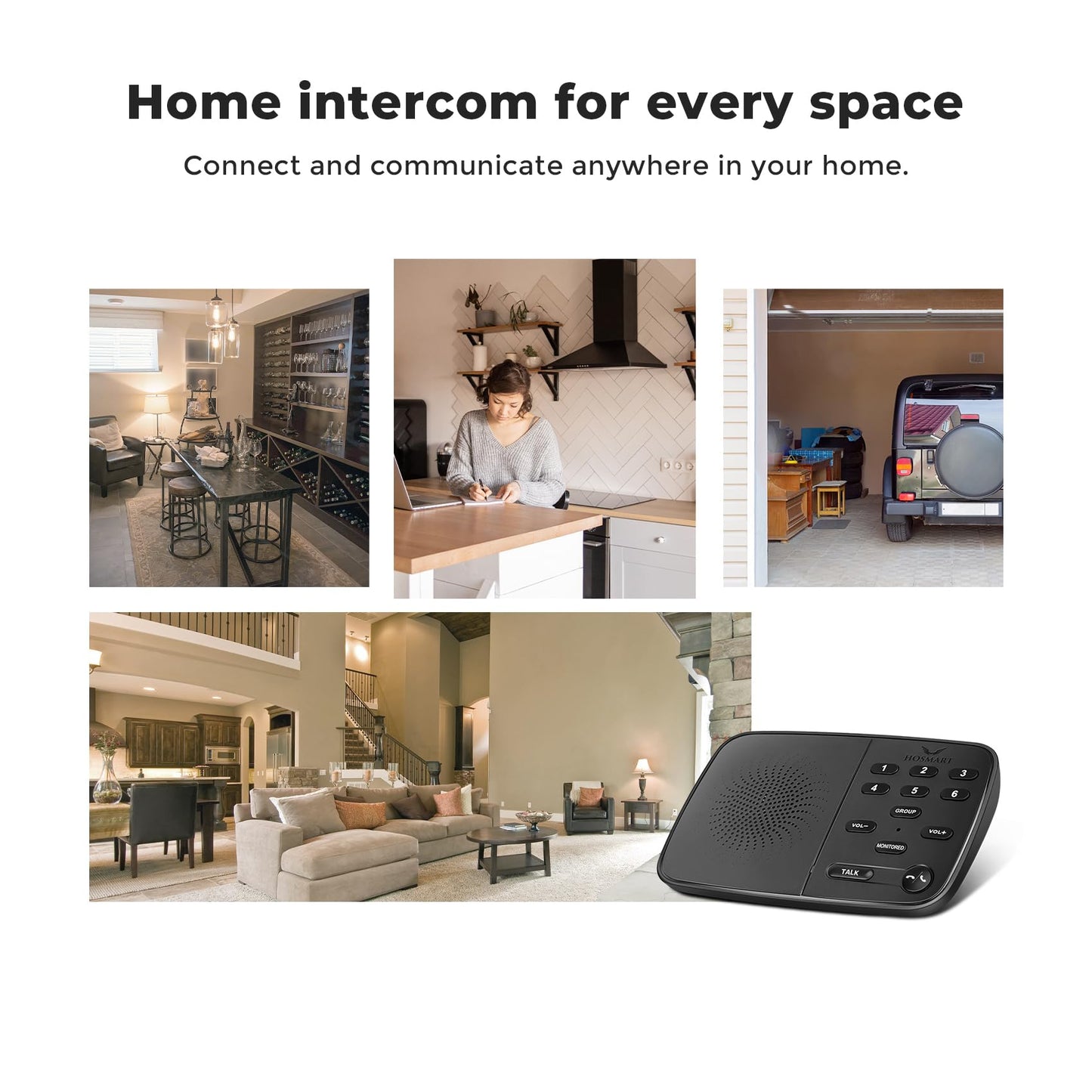 Hosmart UltraSpeak Intercoms Wireless for Home, 2025 Two-Way Real-time Intercom Full Duplex Wireless Intercom System for Home Use, House Intercom System for Business with 1200 Feet Range (2 Stations)