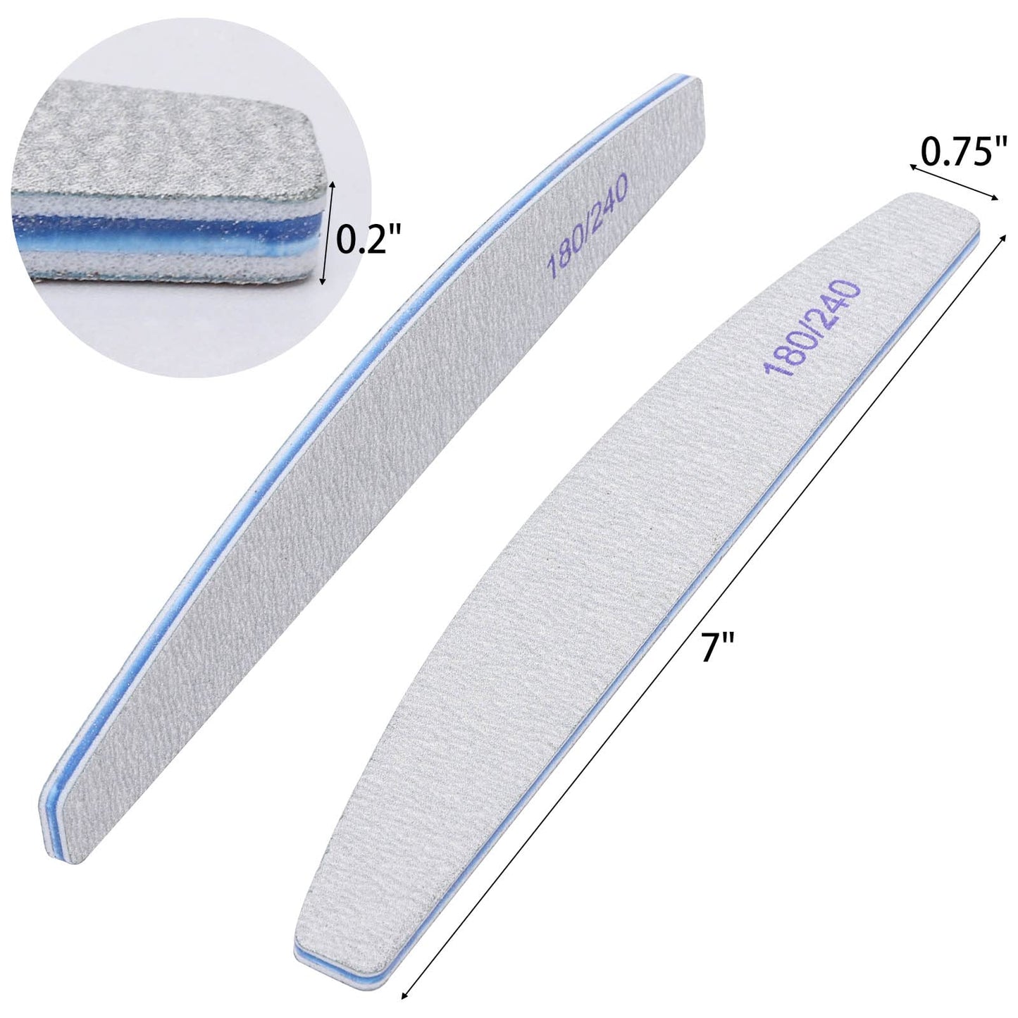 100 Pieces 180/240 Grit Nail Files for Natural Nails, Nail Buffers Double Sided Emery Boards