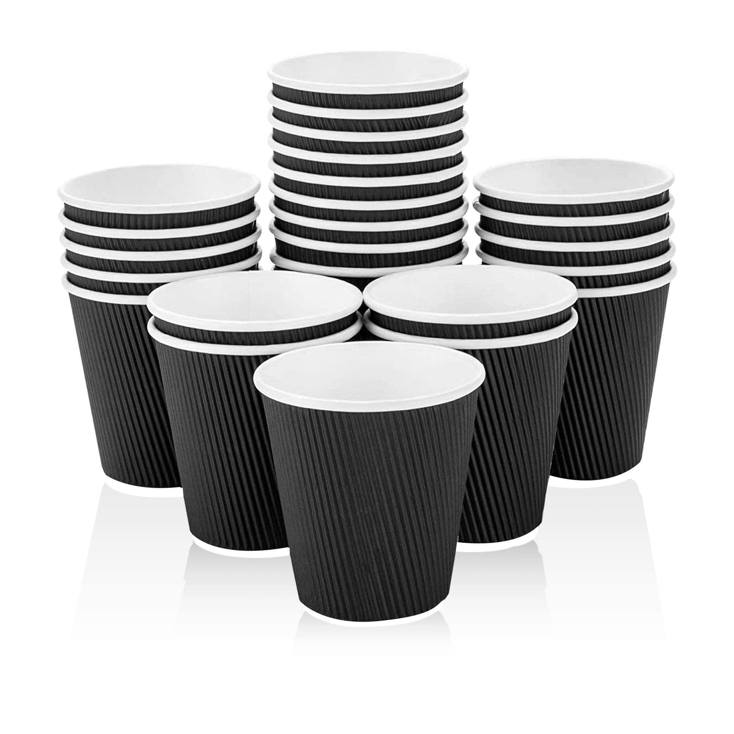 Ripple Wall Design Disposable 8 Oz Coffee Cup 500 Pack Black, Hot Beverage Cups, Eco-Friendly Recyclable Paper, Insulated Coffee Cups, Coffee Bar Accessories Paper Coffee Cups To Go, Hot Cups