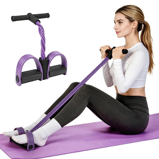 Kammoy 6-Tubes Tension Rope, Multifunction Elastic Yoga Pedal Puller Resistance Band, Natural Latex Tension Rope Fitness Equipment, for Abdomen, Waist, Arm, Leg Stretching Slimming Training (Purple)