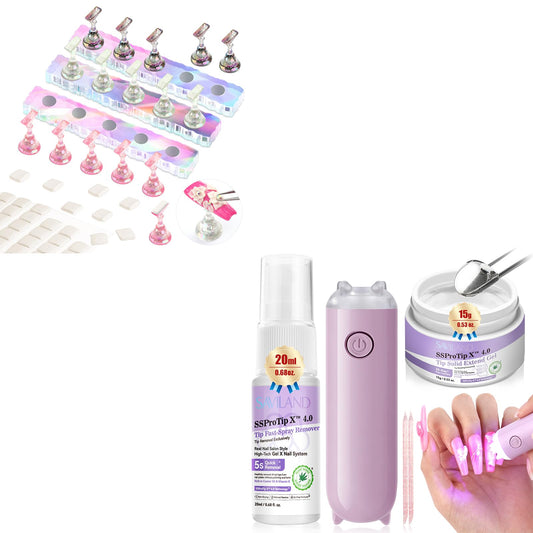 SAVILAND Nail Stand for Press On Nails Display:15pcs Nail Stand Set 3X Strong Magnet Solid Nail Glue Gel & Nail Glue Remover Kit: U V Light for Nails Complete Nails Tools for Press Ons Strong