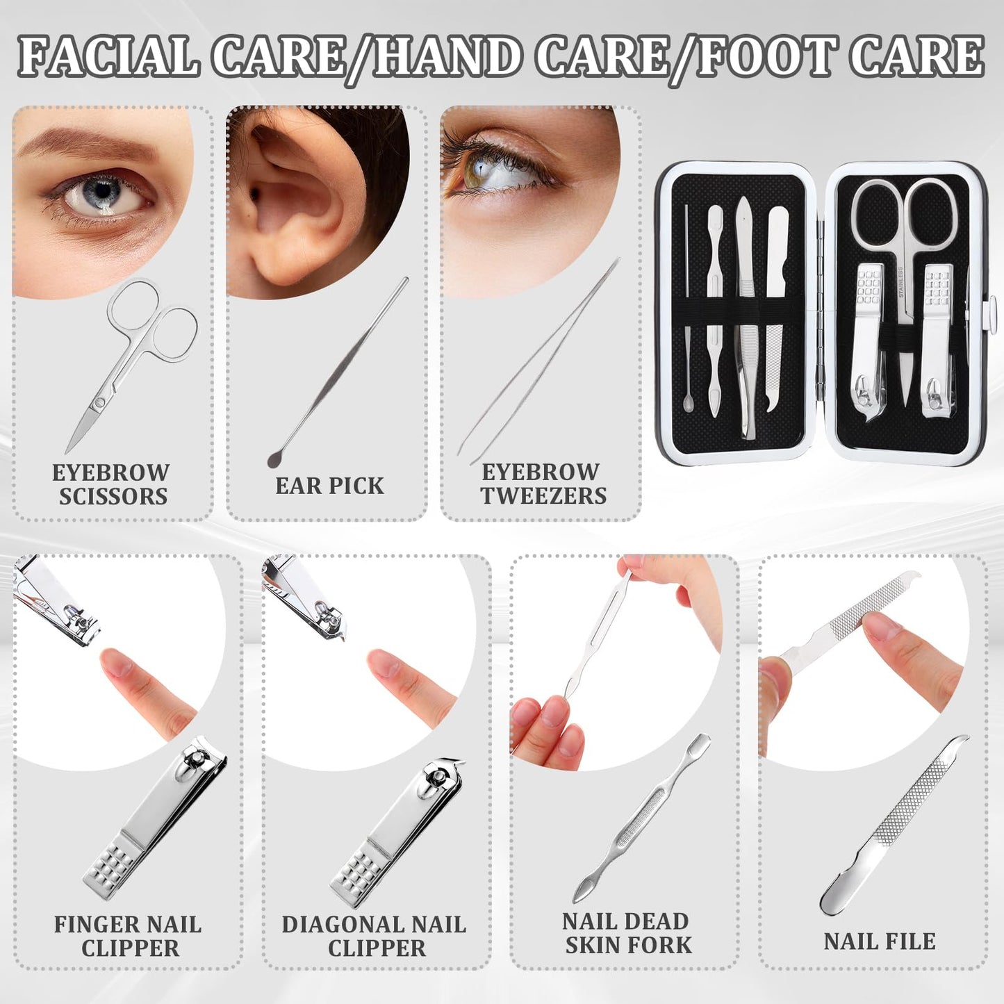 Shinymoon Manicure Sets Stainless Steel Nail Clipper Set with Card Religious Gift(12 Sets,Men of God)