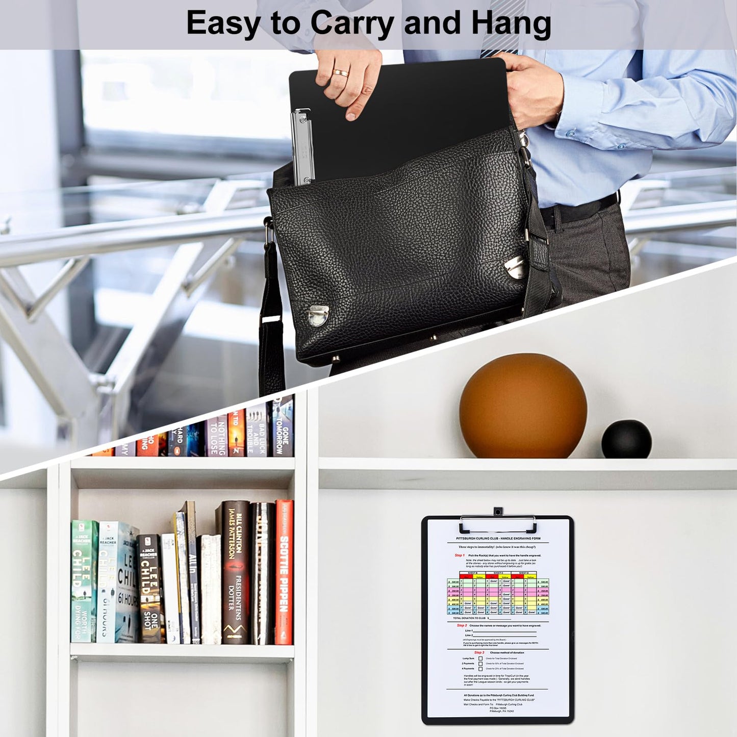 ZCZN Metal Clipboard, 12 x 9 Inches Aluminum Clipboards, A4 Letter Sizer Document Holder with Low Profile Clip, Suitable for School, Office, Jobsite or Medical Staff, Black