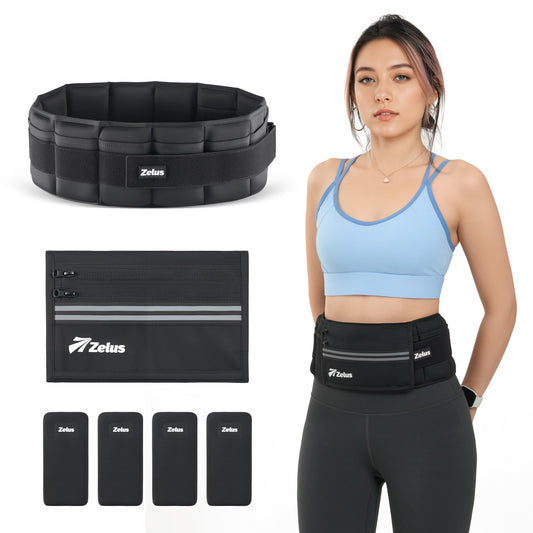 ZELUS Weighted Belt, 0-6 lb Z-Fit Adjustable Weighted Belt for Men Women with 9 Removable Silicone Soft Iron Blocks, 22.4-36.2 in Waist Adjustable Waistband for Training Walking Yoga