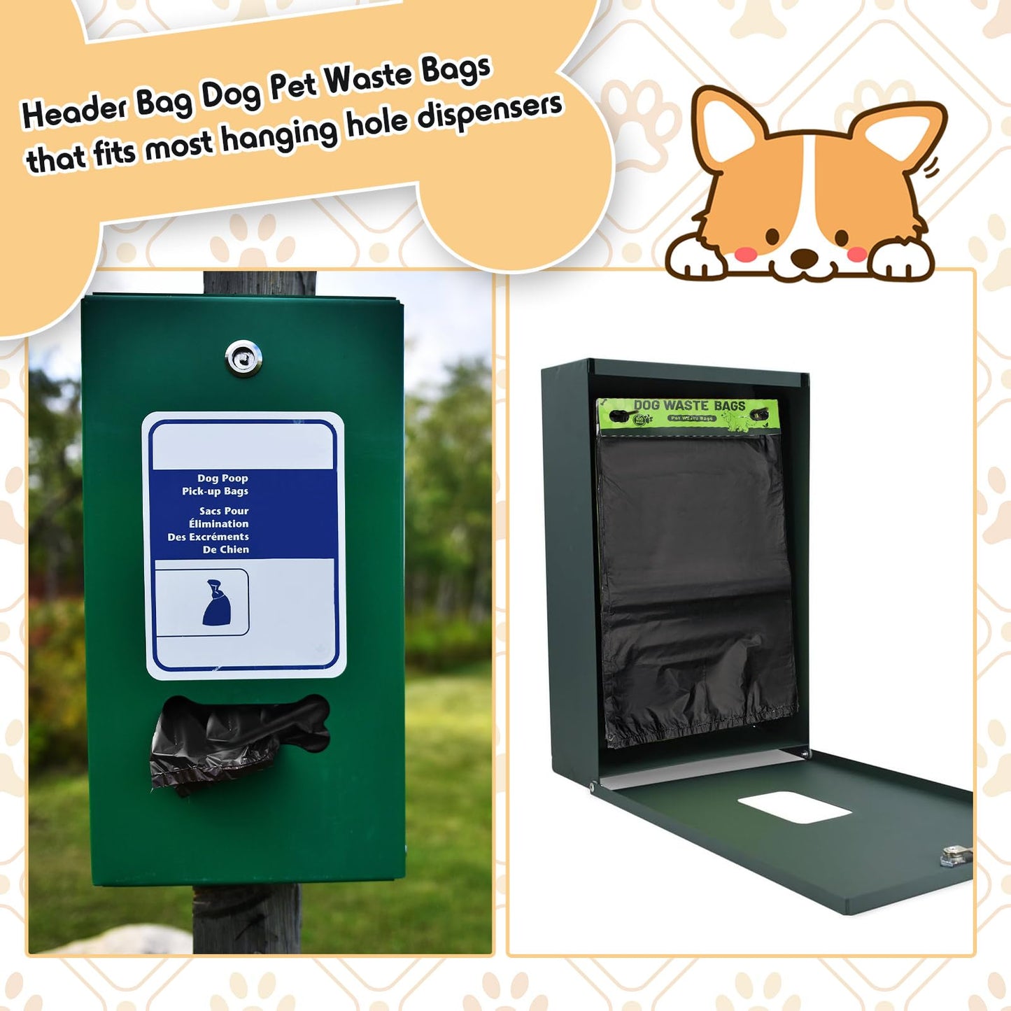 Ireer 5000 Pcs 50 Counts Pet Waste Bags Bulk, Dog Bags with Fit Hang Hole Easy Single Pull for Parks, Hoas Residential Use, Dog Waste Station, Compatible with Poop Station Dispensers (Black)