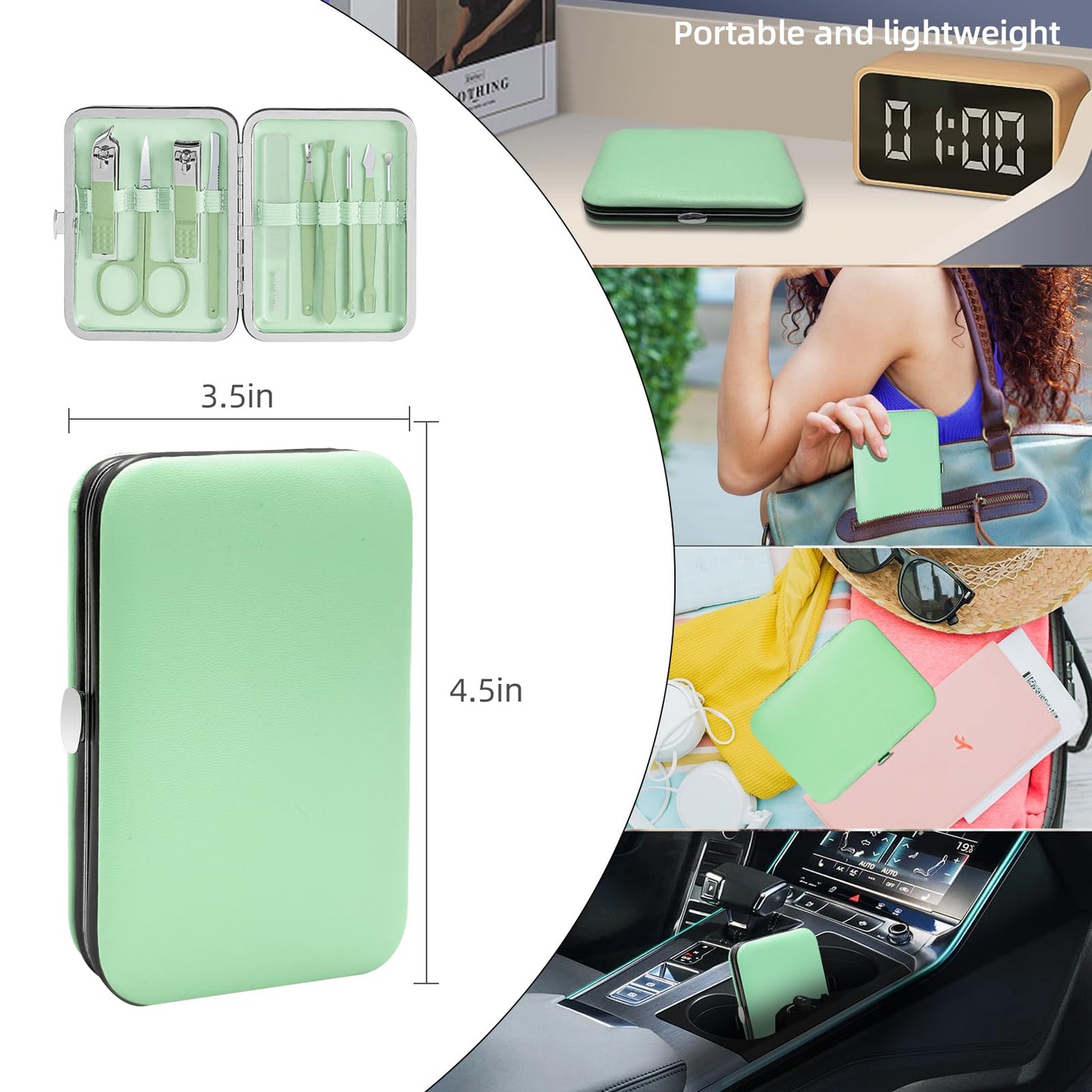 10 in 1 Manicure kit Personal Care Men's Accessories, Professional Nail Kit Pedicure Kit, toe nail clippers for Men and Beauty Tools Portable Set, Travel deluxe Beauty Tools Convenience Set(Green)