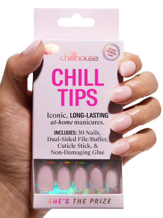 Chillhouse - Chill Tips, Press on Nails Kit - She's the Prize (Oval) - 30 Nail Shapes & Sizes - Up to 2 Weeks of Wear - Customizable - Reusable - Latina Founded, Women Owned - Beauty, Self Care