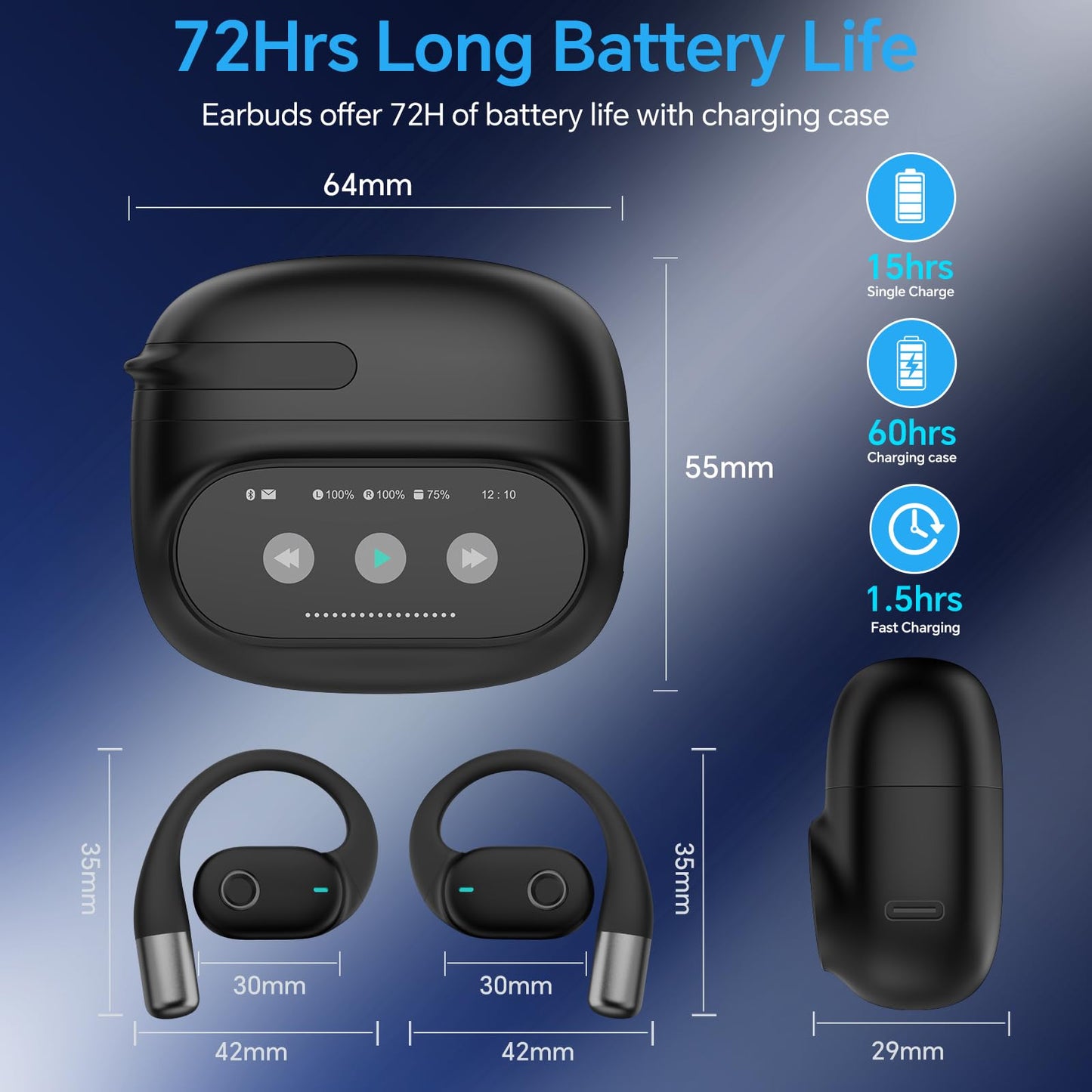 AI Translation Earbuds Real Time,164 Language Translator EarBuds with LED,Bluetooth 5.4 Translation Headphones, Audifonos Traductores de Inglés Español,70H Translating Device for Business Travel Study
