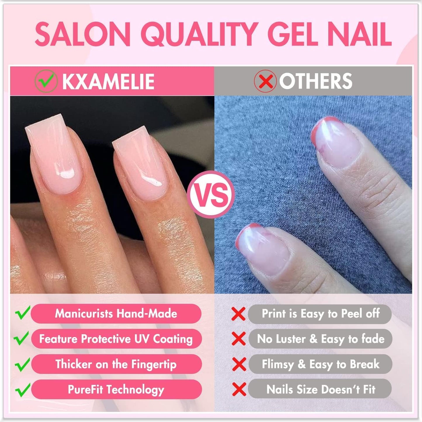 Glossy Black Press On Nails Short Square, Natural Gel Nails Glue on Fall Colors 2025 Trendy Acrylic Nails Press ons Featured Protective Coat Thick Reusable Fake Nails 24Pcs Short Coffin Nails