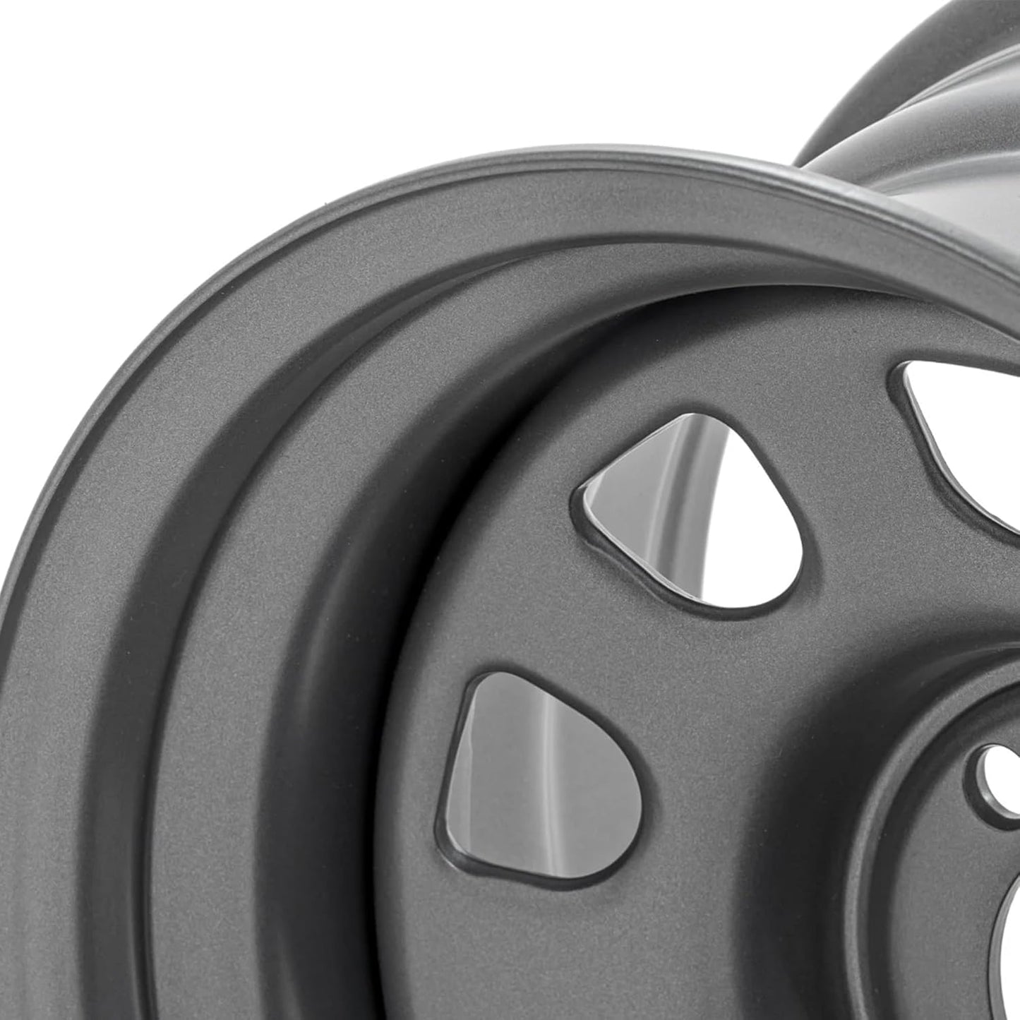 Rough Country Gray Steel Wheel - 17x9, 5x5 Bolt Pattern, 12mm Offset, 3.30 Bore, Heavy-Duty D-Window Off-Road Rim for Trucks & Jeeps