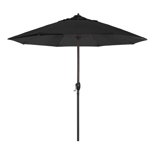 California Umbrella 12-Year Protection 9-Ft Outdoor Patio Umbrella, Sunbrella Fade-Resistant Acrylic Fabric, Auto Tilt and Crank, Heavy-Duty Aluminum Frame/ Reinforced Ribs, Bronze Pole, Black