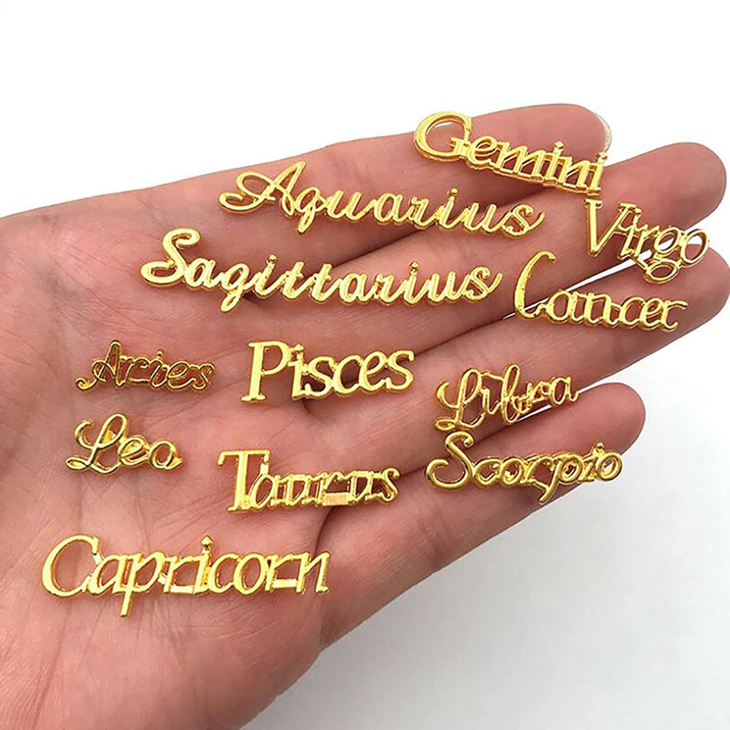 SILPECWEE 48pcs Zodiac Nail Charms 3D Gold Constellation Nail Jewels Dangle Alloy Letter Nail Art Charms Nail Rhinestones Charms for Nails Design Nail Art Decoration for Acrylic Nails