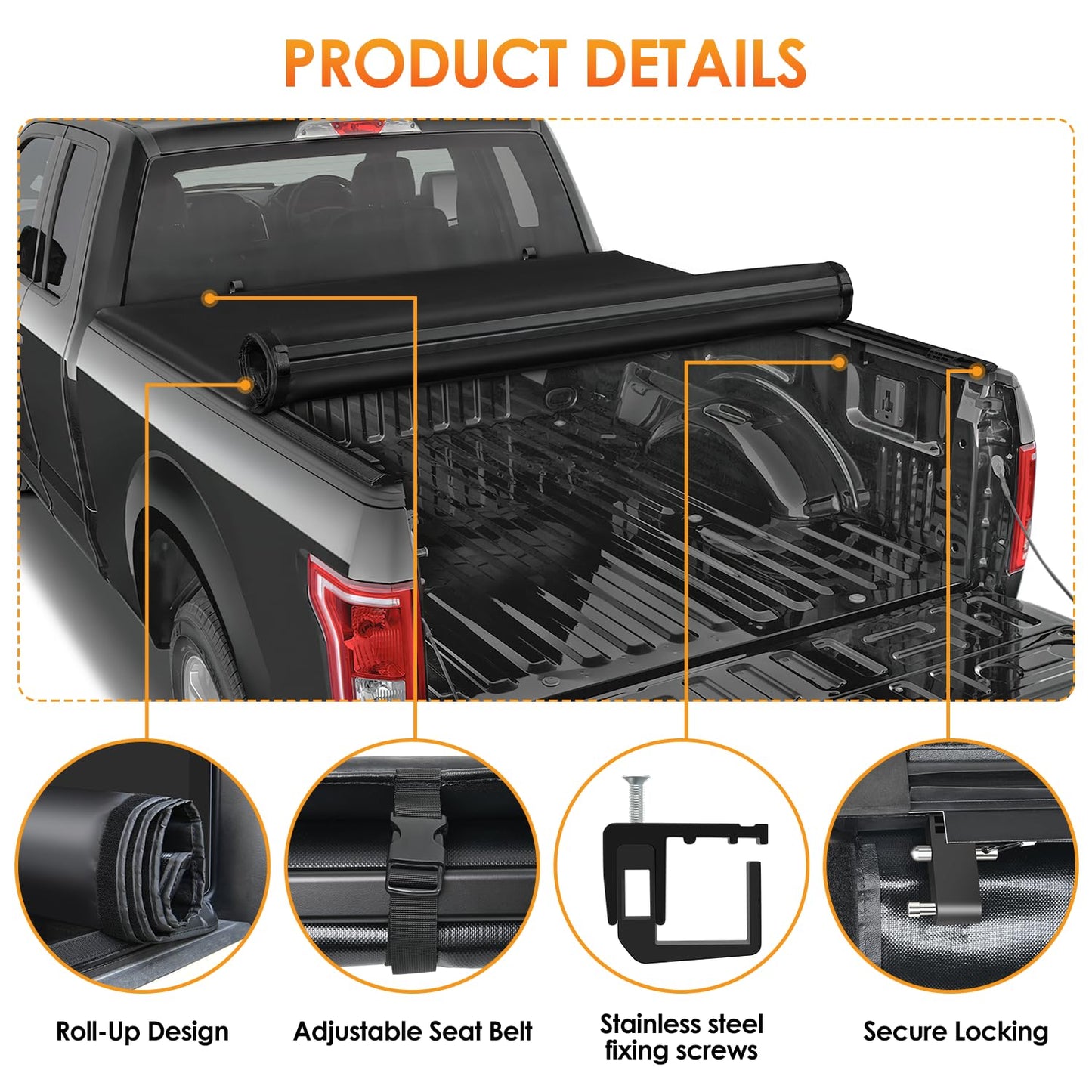 Nilight Soft Roll-Up Truck Bed Cover for Chevy Colorado/GMC Canyon 2015-2026 5.2ft Bed, Waterproof Tonneau Cover