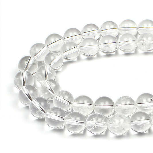 MJDCB 7A Natural White Clear Quartz Round Beads Gemstone Beads for DIY Necklace Bracelat Jewelry Making Strand 15" (6mm)