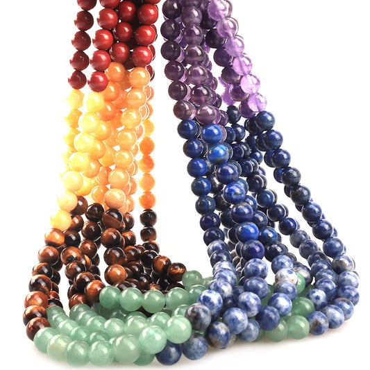 ICAI Beads 10mm Natural Colorful Stone Round Loose Stone Beads for Jewelry Making DIY Crafts Design 1 Strand 15" APPR.42pcs.