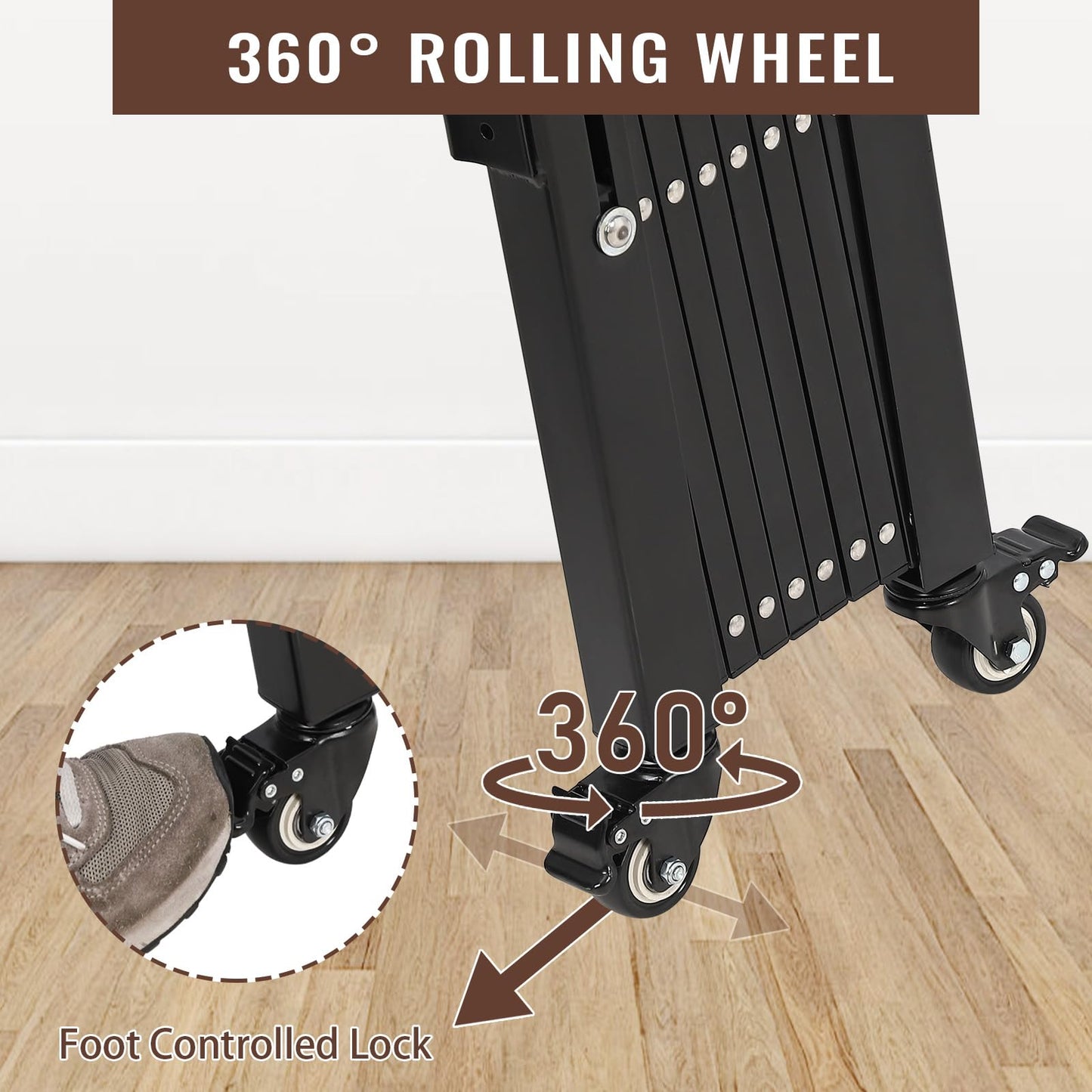 Towallmark 67" H x 71" W Single Folding Security Gate, Steel Expandable Fence with 360° Rolling Wheels