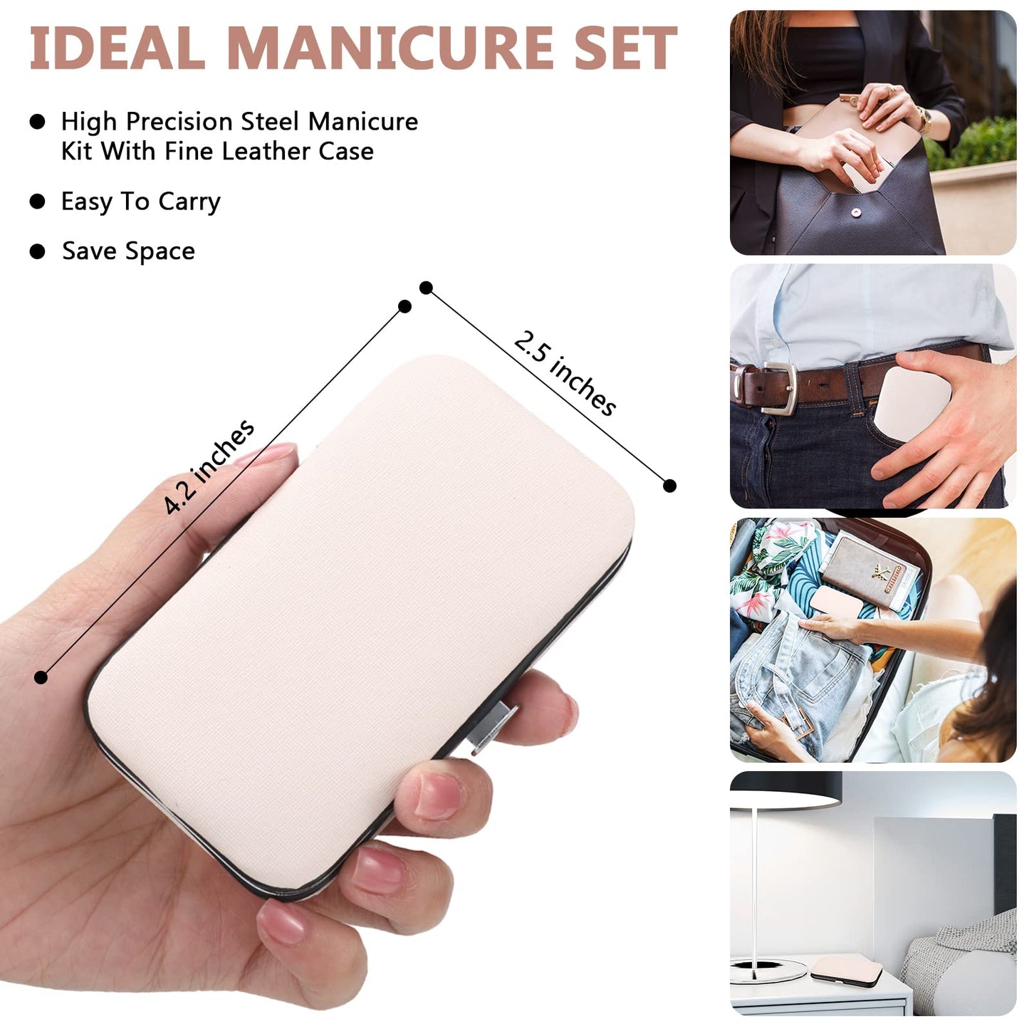 Geosar 12 Sets Manicure Set Nail Clippers Pedicure Kit 8 in 1 Grooming Stainless Steel Kits Nail Care Tools with Travel Case for Employee Coworker Teachers Nurse Gifts(Rose Gold)