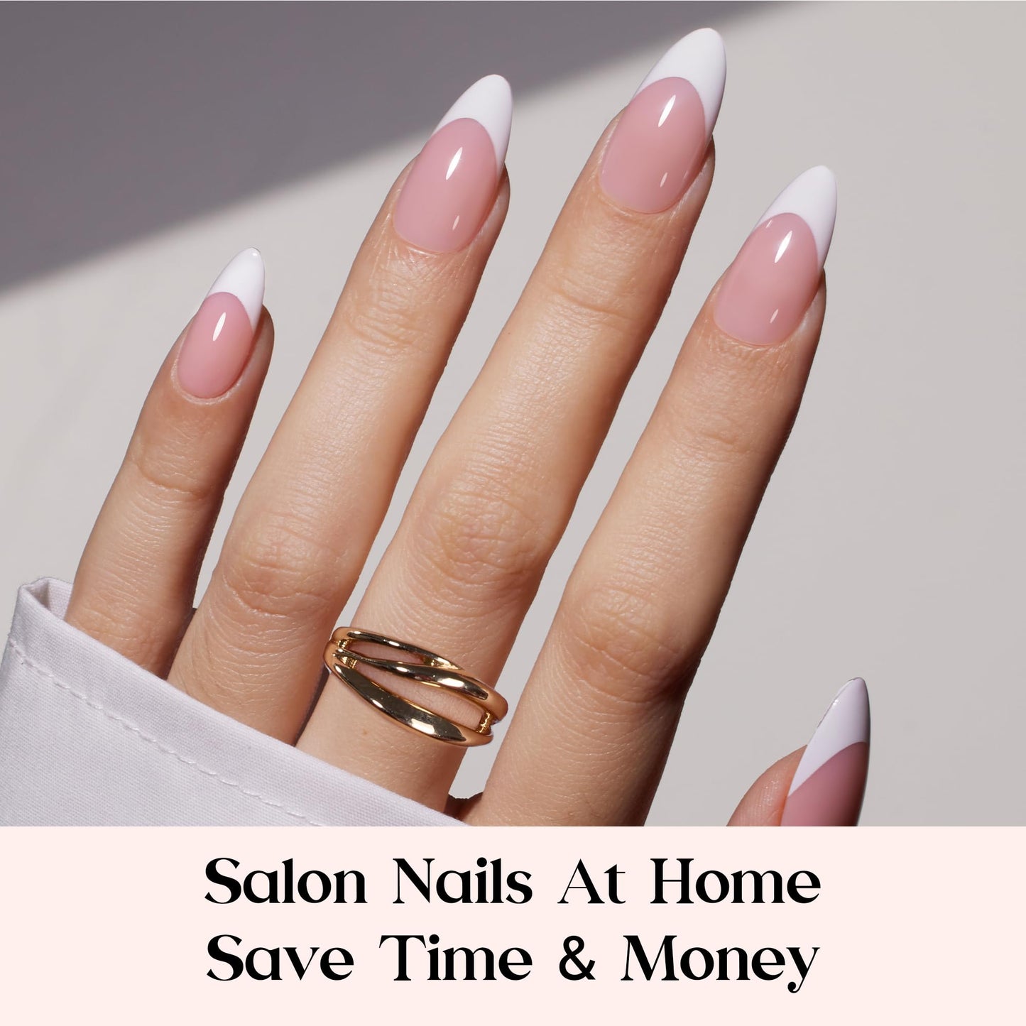 Beetles Soft Gel French Tips Press On Nails-210 Pcs Pink French Tip Nails Medium Almond Fake Nail Tips, Nails False Nails Art DIY Gift For Women