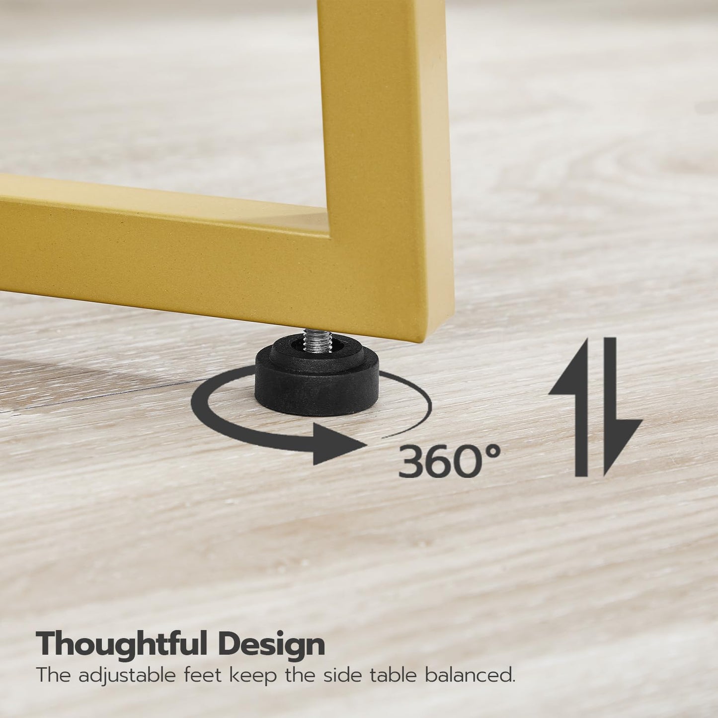 HOOBRO Side Table, Round End Accent Table with Sturdy Metal Pedestal, 15.7" Round Nightstand, for Living Room, Bedroom, Balcony, Office, Marble and Gold DM95BZ01