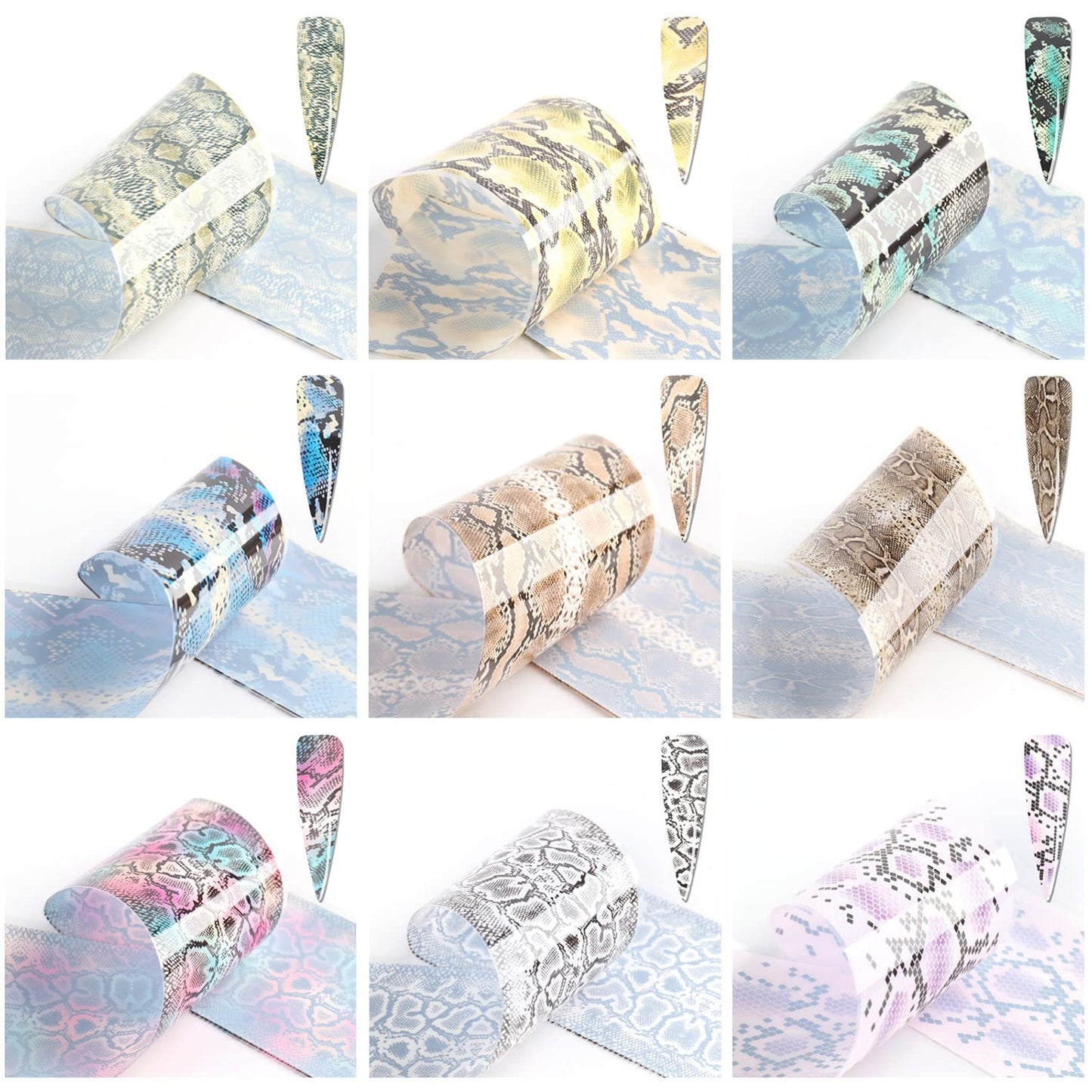 Holographic Nail Foil Stickers: Snake Print, Starry Sky Decals - Python Skin Nails Supplies for Transfer Glue Manicure
