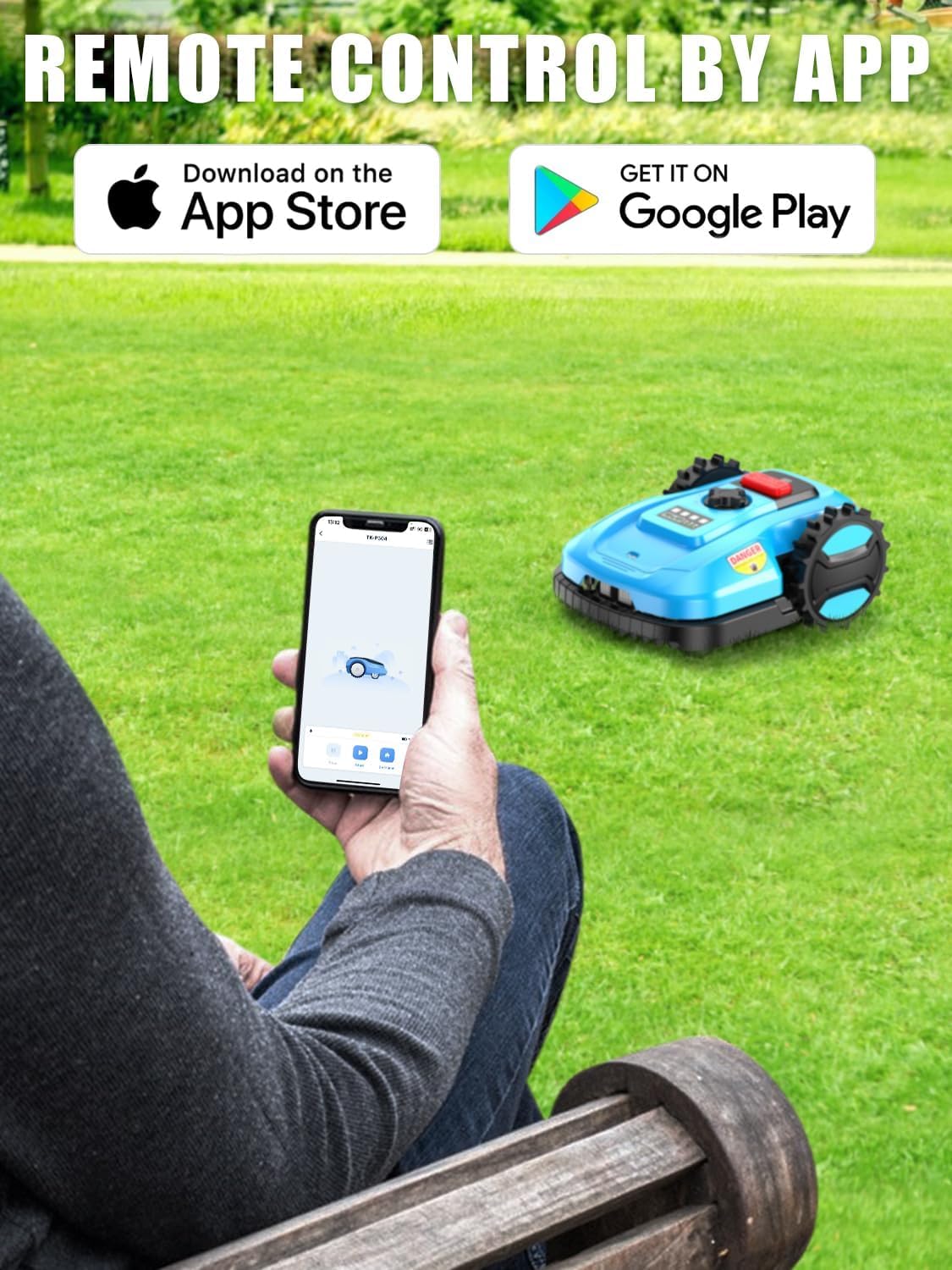 ACFARM Robotic Lawn Mower 1/2 Acre/21,000 Sq.Ft, Automatic Lawnmower for Lawn 47% Slope, Cut Height 0.8"-2.4", APP Control