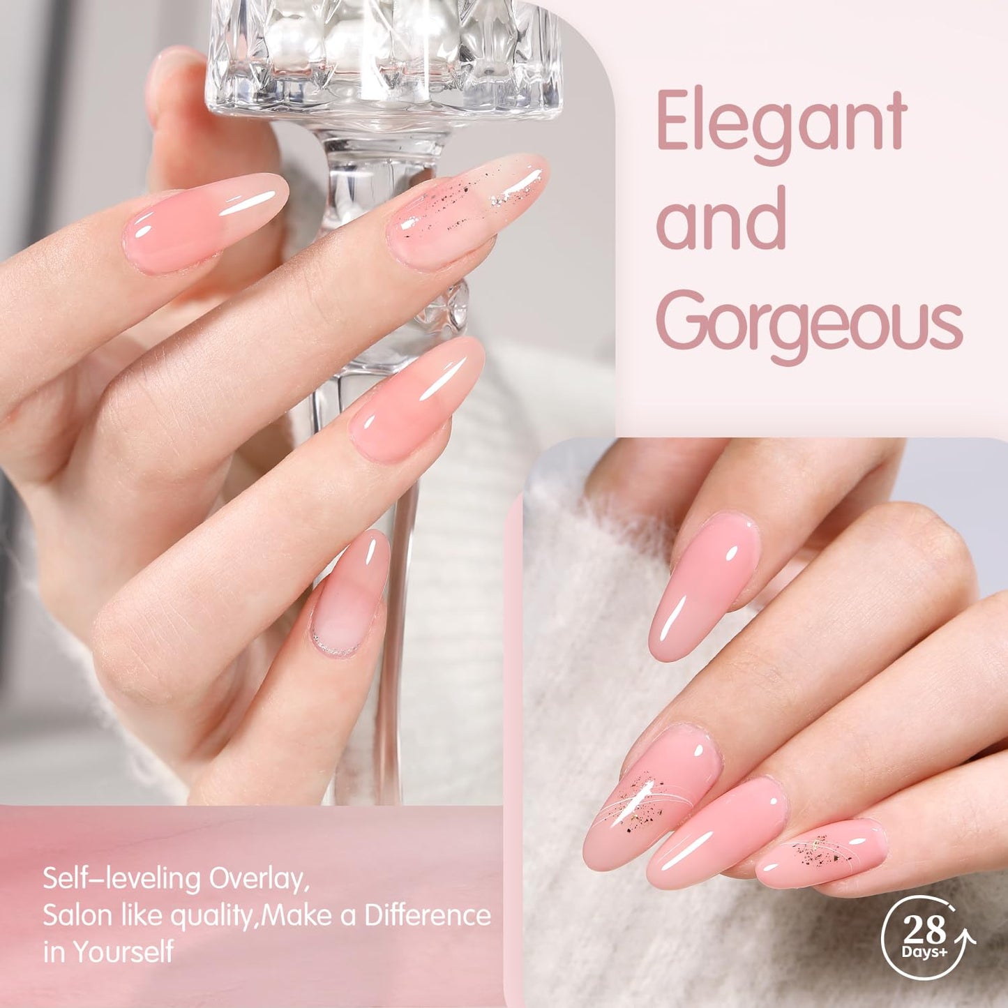 SHOYUM Icy Jelly Nude Pink Gel Nail Polish Set of 6 Transparent Milky White Colors Sheer Gel Polish x Kit for Salon Manicure and Nail Art DIY at Home