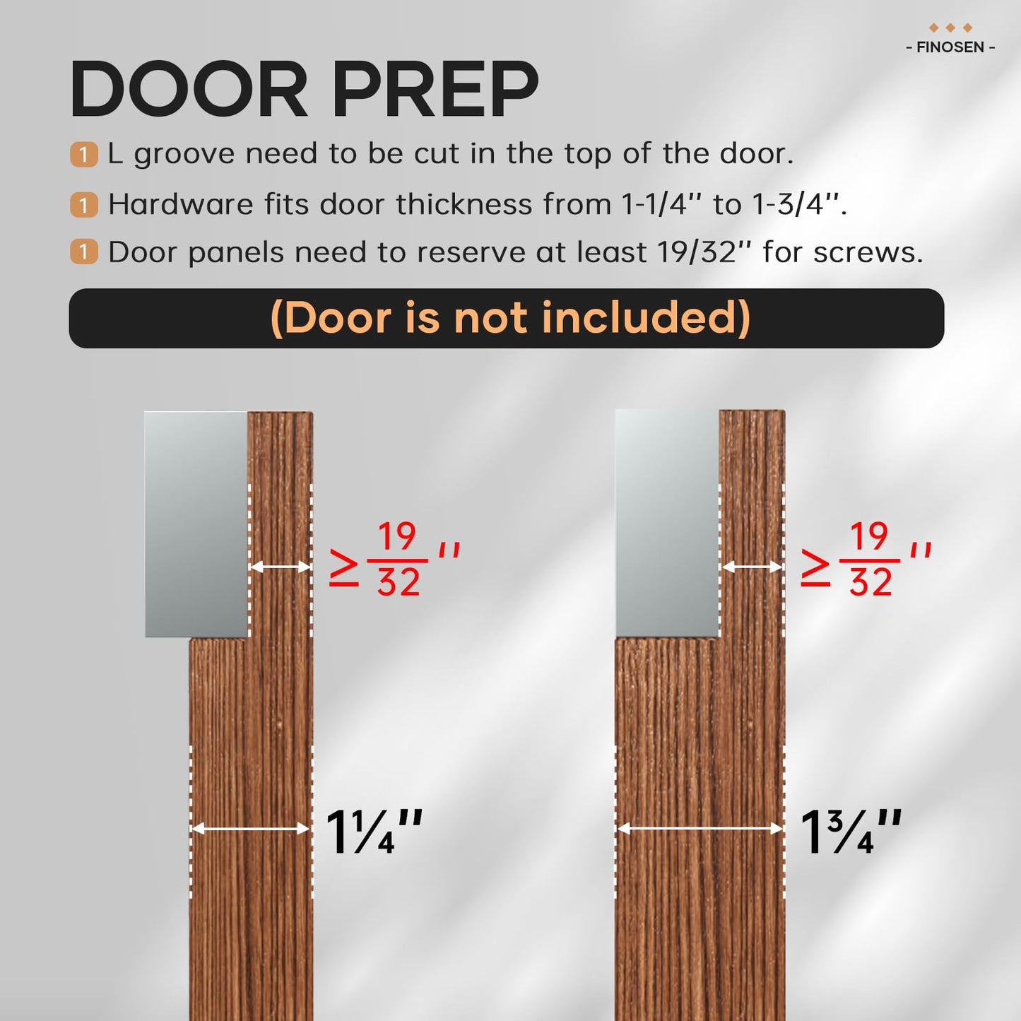 FINOSEN 42inch Concealed Sliding Barn Door Hardware with Soft Close Mechanism, Wall Mount System, Fit MIN Opening Width 34in, Invisible Floor Track, Aluminum(Door is not Included)