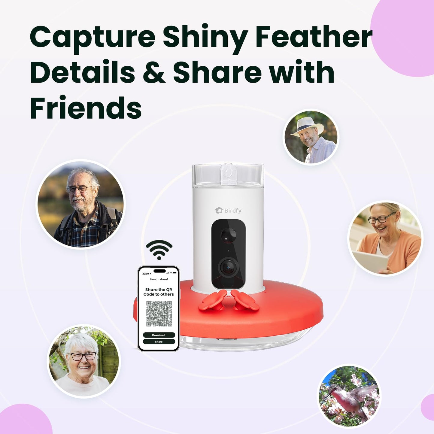 Birdfy Hummingbird Feeder with Camera, Smart Bird Feeder for Garden & Outdoors for Record, Ideal for Hummingbird Watching, SE Lite