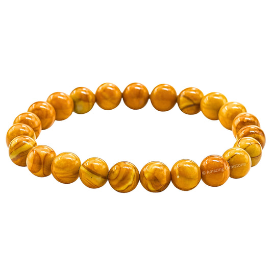 Amazing Gemstone Crystal Bracelet for Women Men's Gifts - Protection Healing Crystal Bracelet - 8mm Gemstone Beaded Stretchable Bracelet Pulseras Para Hombres Mujer Stocking Stuffers Mothers Day Gift (Yellow Jasper)