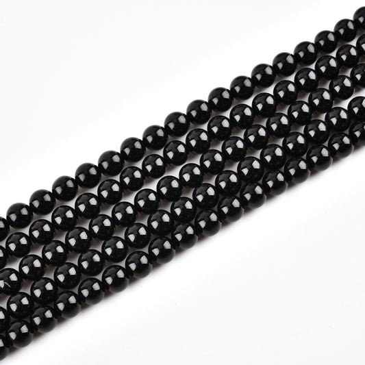 6mm Natural Black Onyx Beads Round Agate Gemstone Loose Beads for Jewelry Making (58-62pcs/strand) A