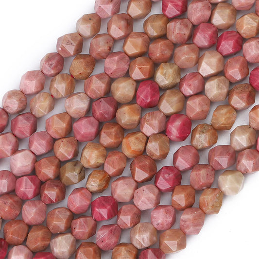 BEADIA Faceted Natural Red Wood Marble Stone Round Beads 6mm 36cm/Strand for Jewelry Making