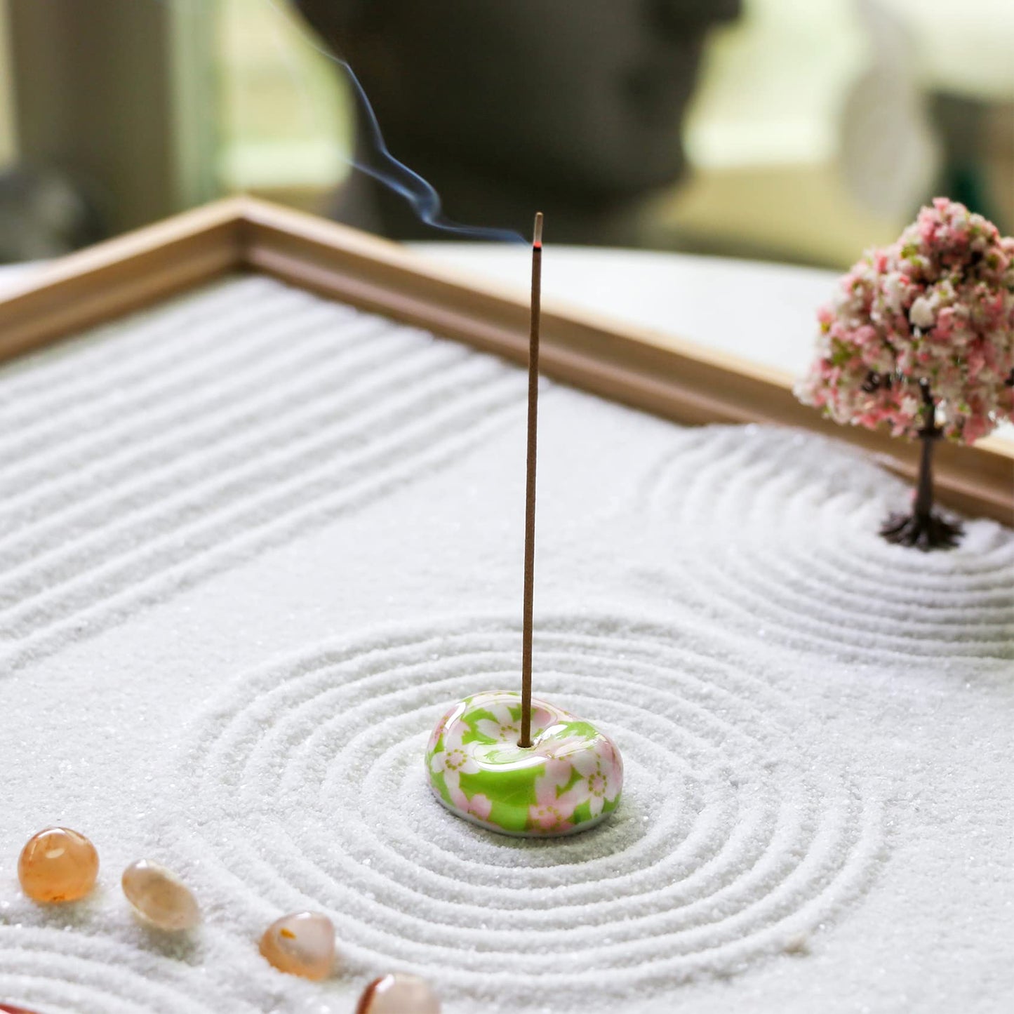Zen Garden Rake Accessories - Miniature Tabletop Zen Garden Kits Tools w/Bamboo Rakes Holder Japanese Meditation Rock Sand Garden Kits Set for Birthday Zen Gifts Zen Room Decor