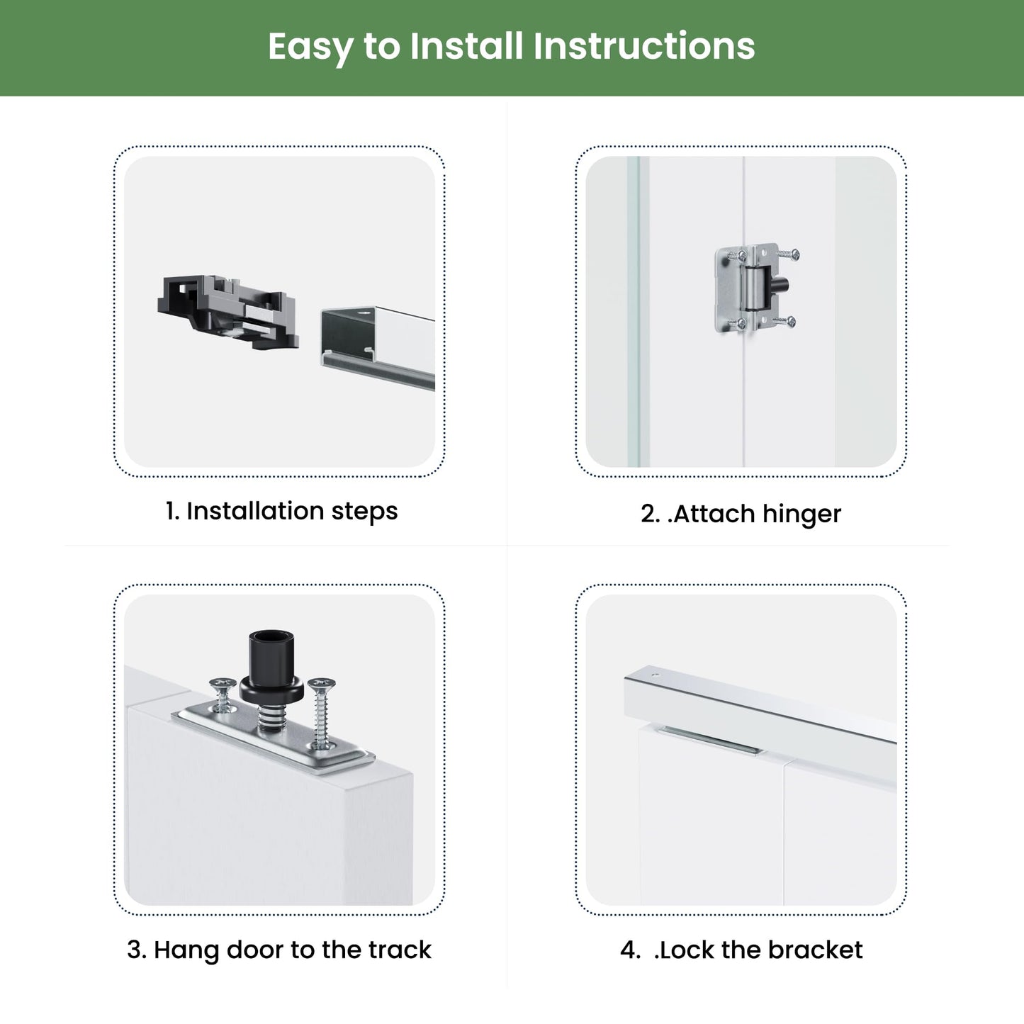 SMARTSTANDARD Bifold Door, 24'' x 80" Tempered Frosted Glass, Interior Folding Door with Hardware Track Kits, Easy Assembly, MDF, White
