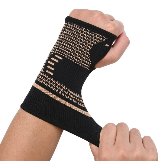 TCOOGO Copper Wrist Compression Sleeves, Comfortable and Breathable for Arthritis, Workout, Carpal Tunnel, Wrist Support for Women and Men