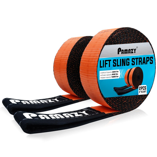 2 Pack 2”x15FT Supper Sturdy Lift Sling Straps, 18800 Pound Capacity Heavy Duty Eye-Eye Nylon Strap for Hoist, 2-Ply Polyester Rigging Straps, Tree Saver Recovery Straps Web Sling Winch